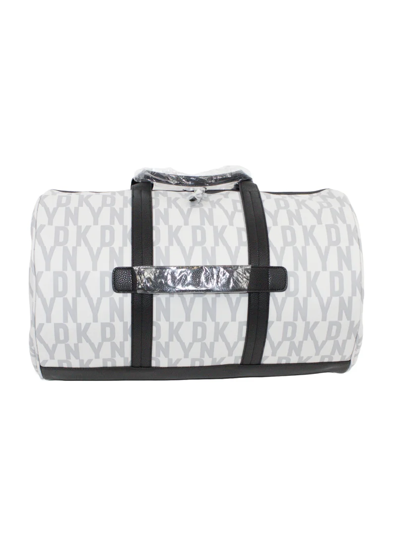 DKNY Signature Stripe 2.0 Duffle Bags for Unisex | Ultra Lightweight Travel, Sports & Gym Duffle Bags Color LT GREY/MAUVE