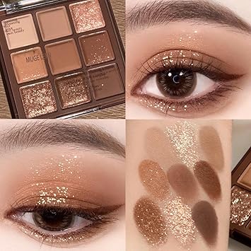 LuxoCare Nude Matte Shimmer Eyeshadow Palette 9 Colors High Pigment Makeup Highly Pigmented Creamy Waterproof Eye Shadow Powder Create a Neutral Eye Look Long Wearing - Image 5