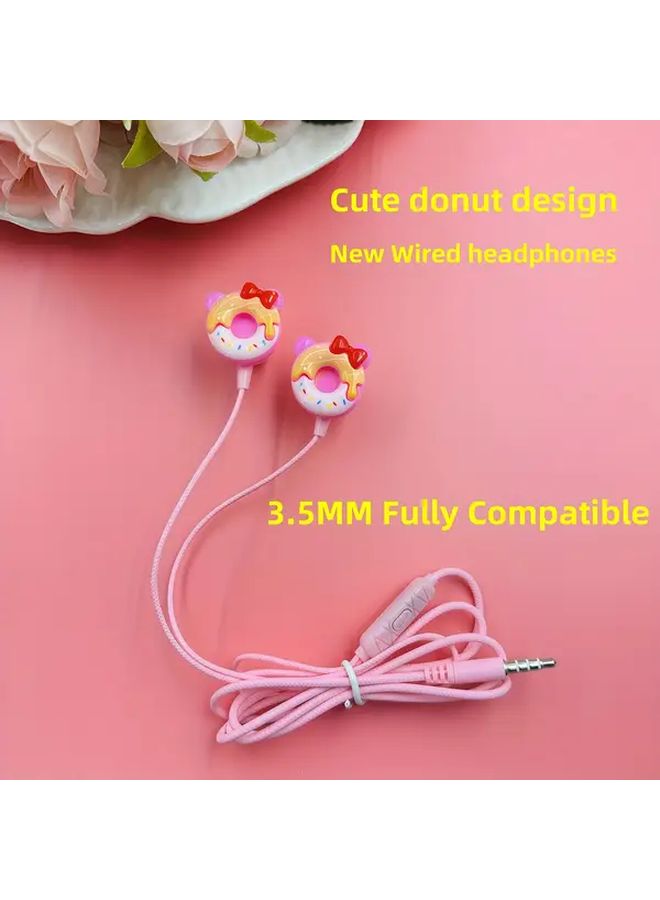Pink 3 5mm سماعات رأس سلكية شبه داخل الأذن مع ميكروفون صوت ستريو للموسيقى المتنقلة - Image 1