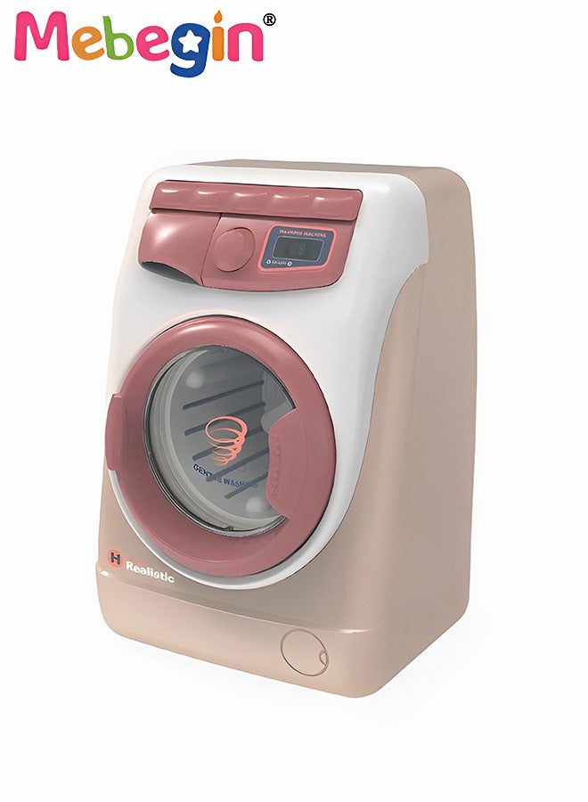 Kids' Washing Machine with Realistic Light and Sounds, Interactive Toy Laundry Machine, Creative Cleaning Toy Set, Play House Toy, Ideal Gift for Kids Aged 3+, 2 AA Batteries Required(Not Included), 9*8*14cm