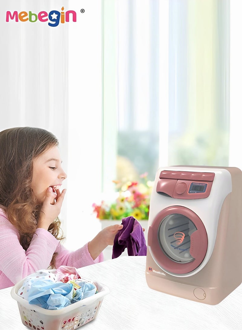 MEBEGIN Kids' Washing Machine with Realistic Light and Sounds, Interactive Toy Laundry Machine, Creative Cleaning Toy Set, Play House Toy, Ideal Gift for Kids Aged 3+, 2 AA Batteries Required(Not Included), 9*8*14cm - Image 2
