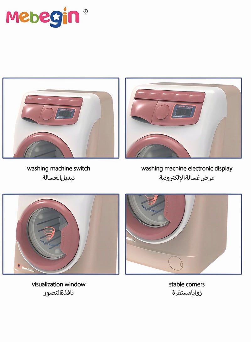 MEBEGIN Kids' Washing Machine with Realistic Light and Sounds, Interactive Toy Laundry Machine, Creative Cleaning Toy Set, Play House Toy, Ideal Gift for Kids Aged 3+, 2 AA Batteries Required(Not Included), 9*8*14cm - Image 3