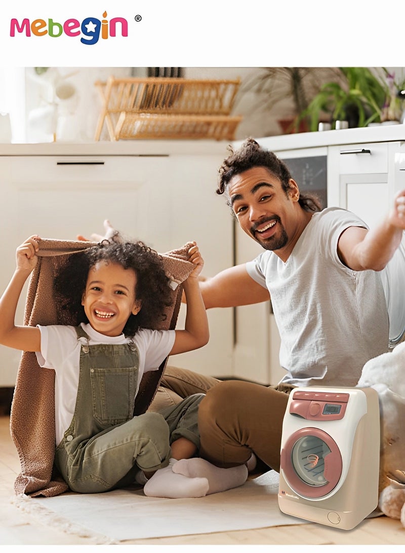 MEBEGIN Kids' Washing Machine with Realistic Light and Sounds, Interactive Toy Laundry Machine, Creative Cleaning Toy Set, Play House Toy, Ideal Gift for Kids Aged 3+, 2 AA Batteries Required(Not Included), 9*8*14cm - Image 4