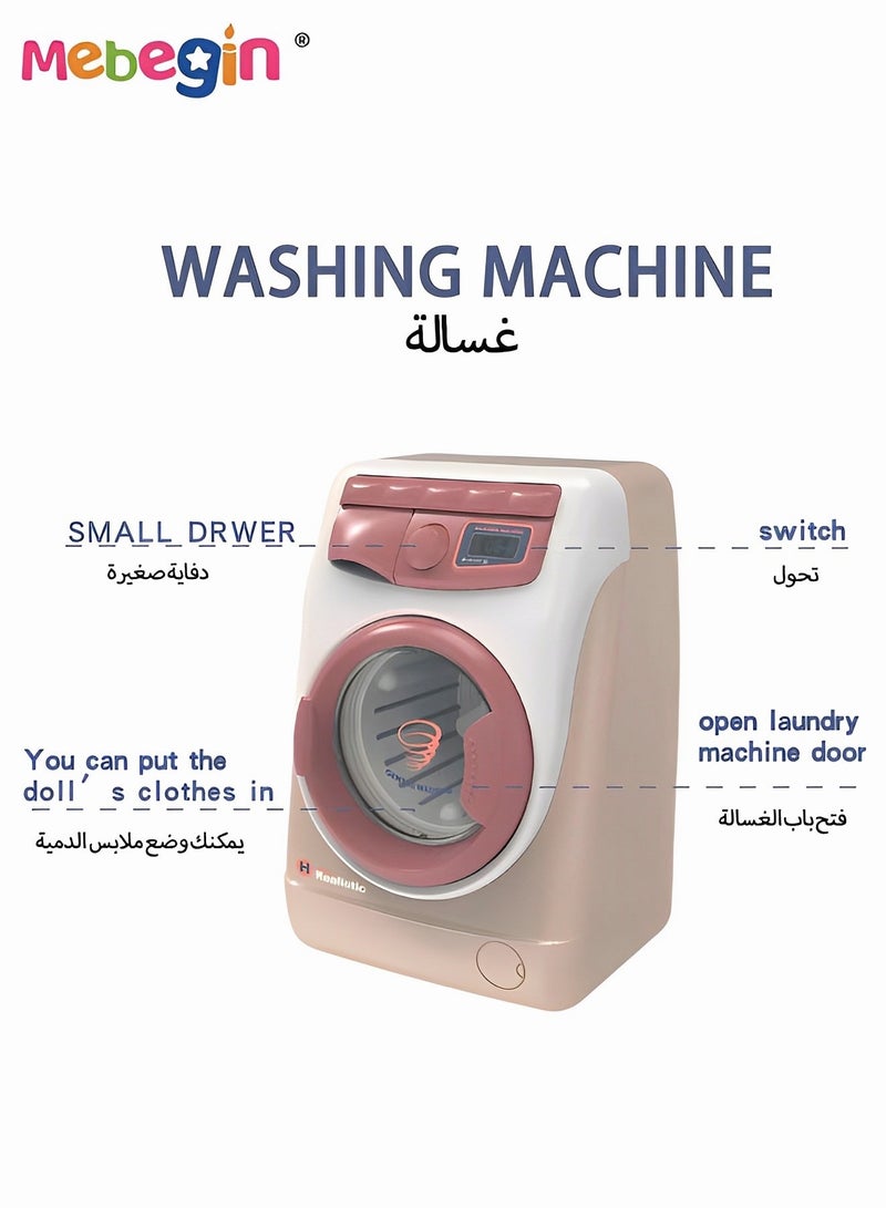 MEBEGIN Kids' Washing Machine with Realistic Light and Sounds, Interactive Toy Laundry Machine, Creative Cleaning Toy Set, Play House Toy, Ideal Gift for Kids Aged 3+, 2 AA Batteries Required(Not Included), 9*8*14cm - Image 5