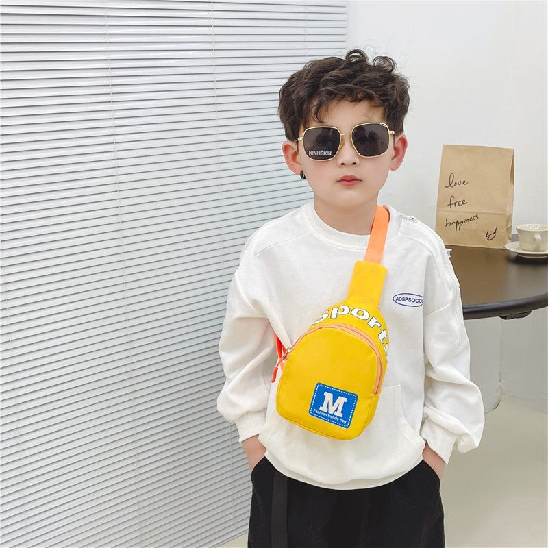 New Children'S Chest Bag Korean M Letter Printing Boy Bag Kindergarten Printable Logo Baby Travel Bag - Image 4
