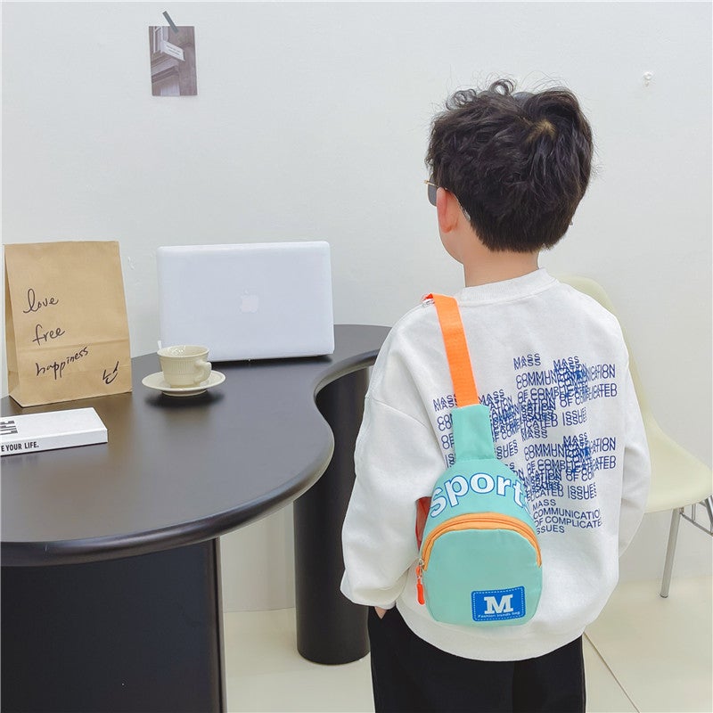 New Children'S Chest Bag Korean M Letter Printing Boy Bag Kindergarten Printable Logo Baby Travel Bag - Image 5