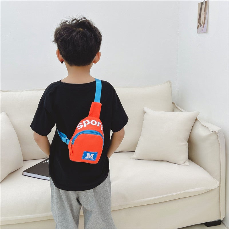 New Children'S Chest Bag Korean M Letter Printing Boy Bag Kindergarten Printable Logo Baby Travel Bag - Image 3