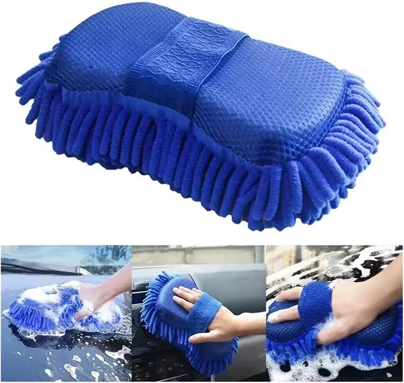 Compatible for 2PCS Car Wash Glove Microfiber Chenille Sponge Free Care Washing Detailing Brush - Image 4