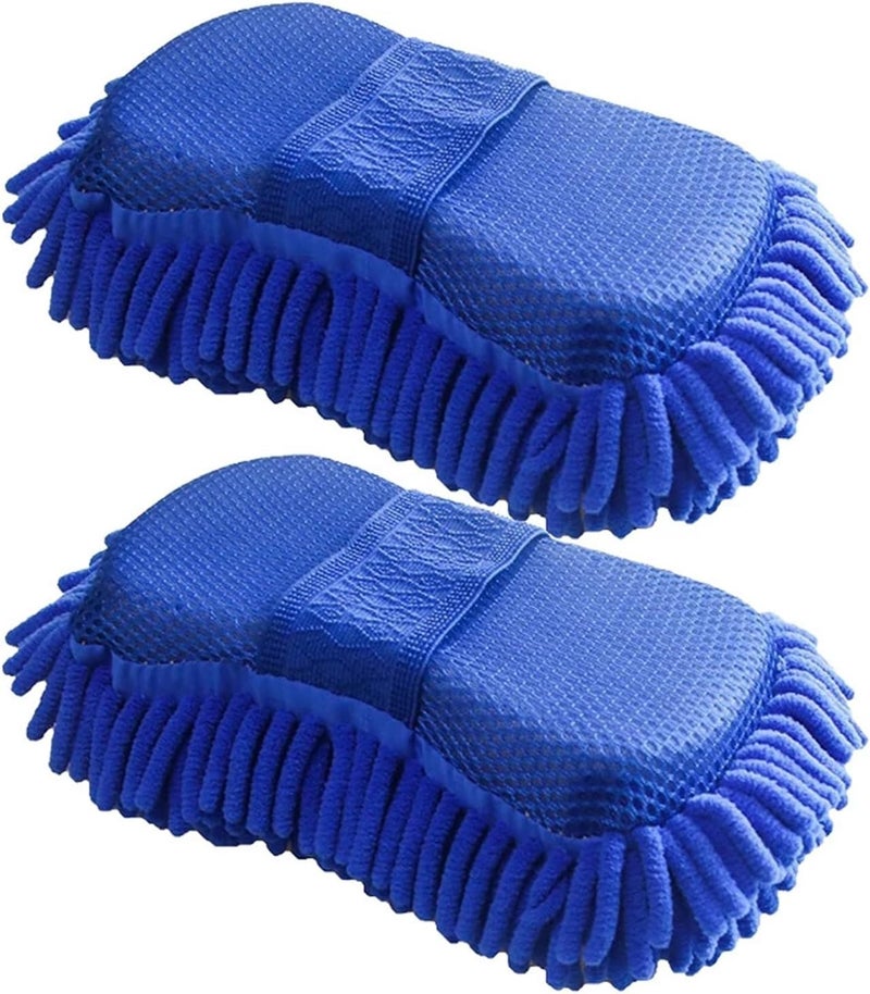 Compatible for 2PCS Car Wash Glove Microfiber Chenille Sponge Free Care Washing Detailing Brush - Image 1