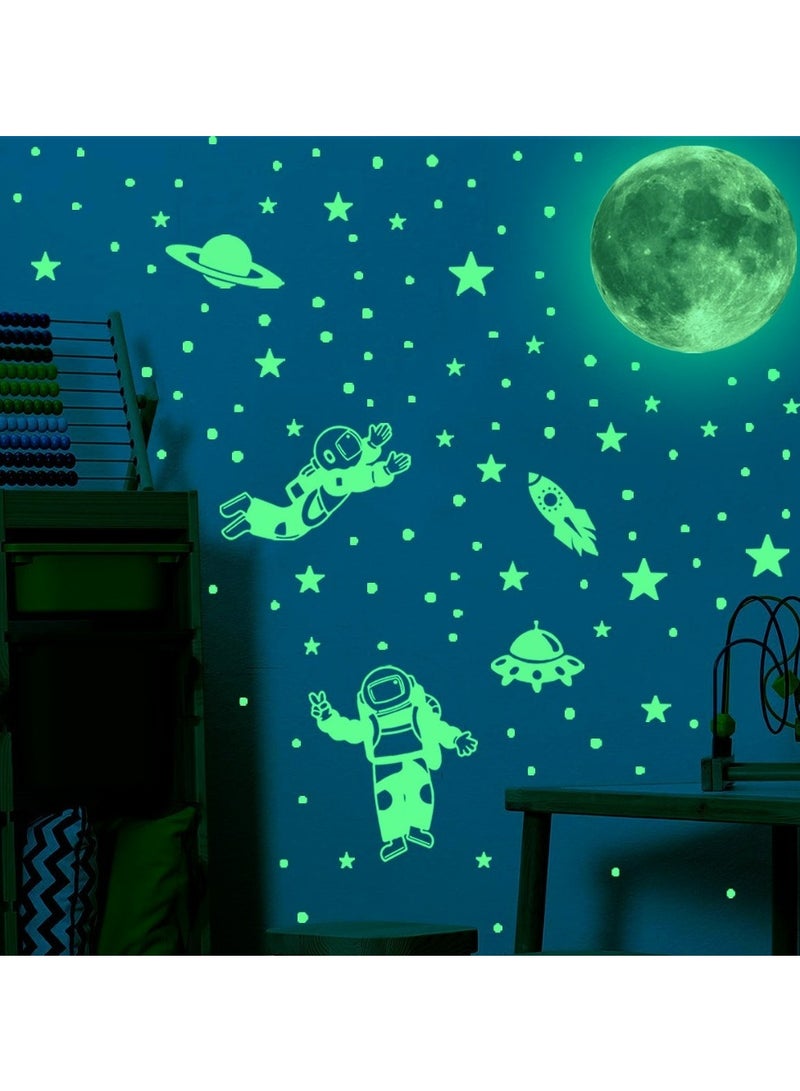 102-Piece Glow-In-The-Dark Astronaut & Planet Wall Decals - Removable Vinyl Stickers For Youngsters' Bedroom & Living Room - Image 4
