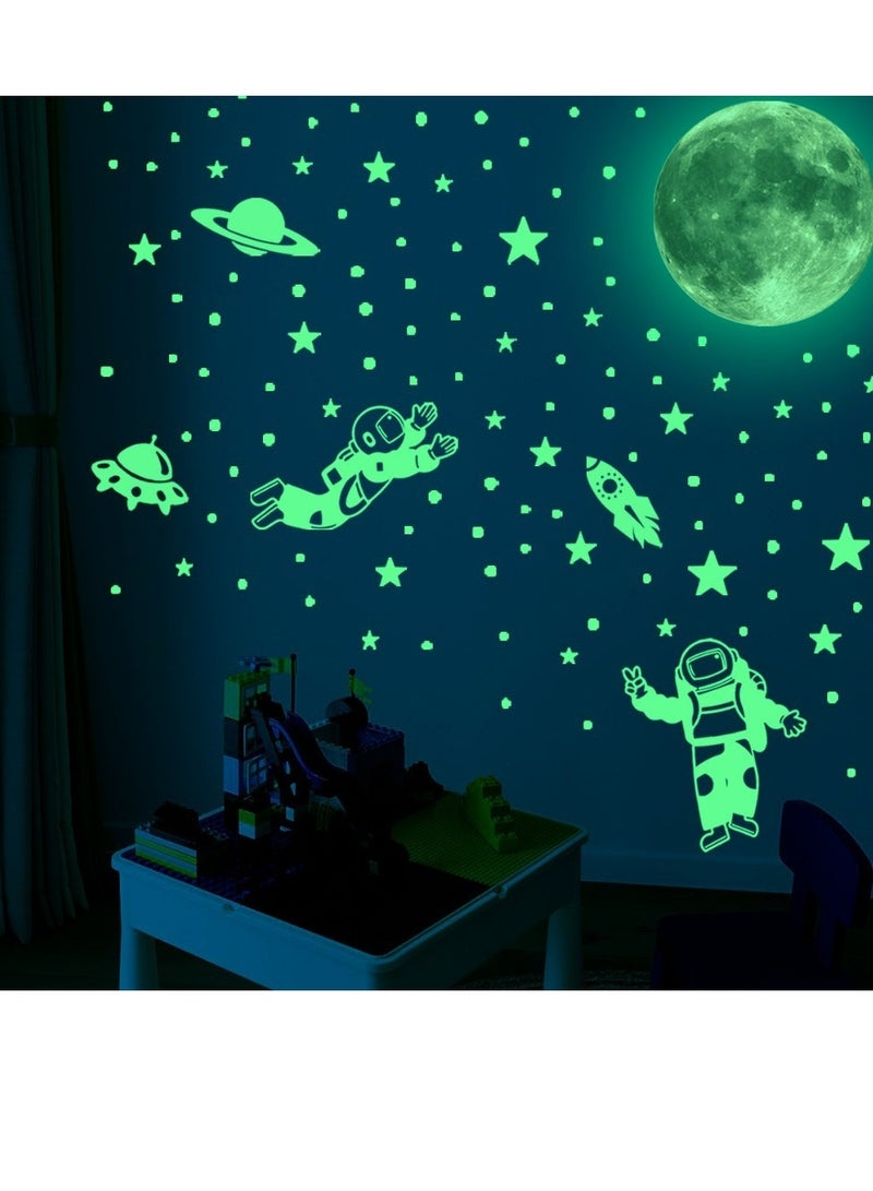 102-Piece Glow-In-The-Dark Astronaut & Planet Wall Decals - Removable Vinyl Stickers For Youngsters' Bedroom & Living Room - Image 1