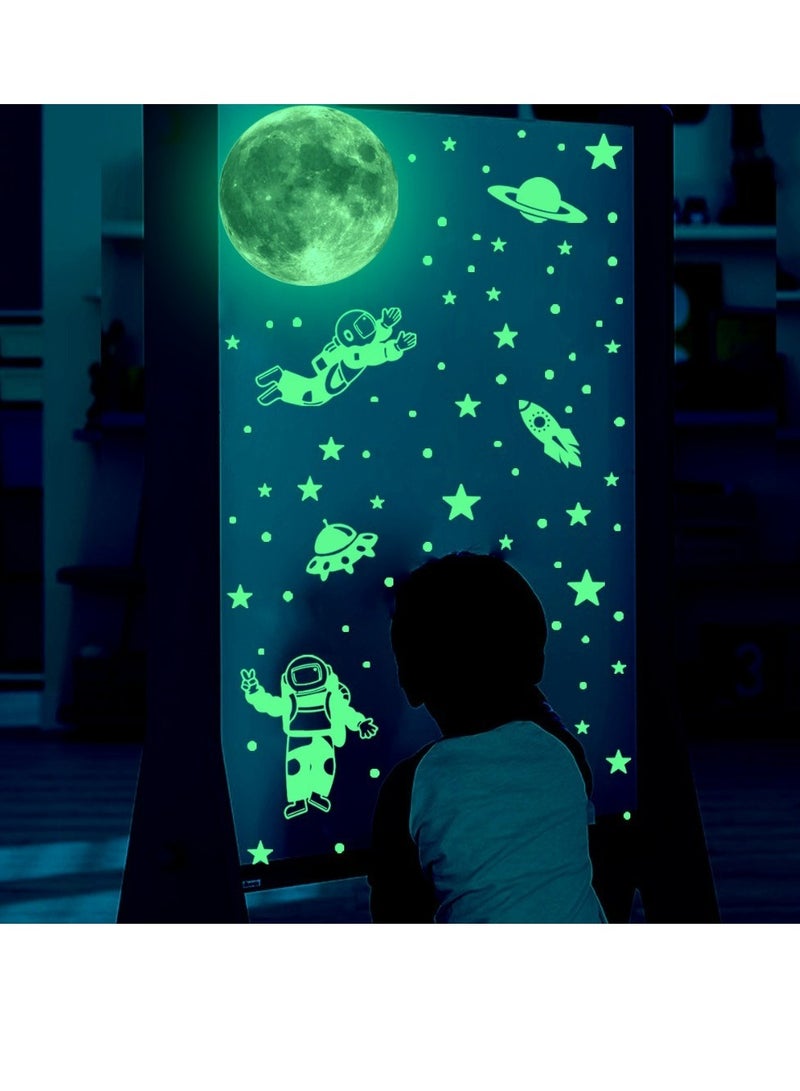 102-Piece Glow-In-The-Dark Astronaut & Planet Wall Decals - Removable Vinyl Stickers For Youngsters' Bedroom & Living Room - Image 2
