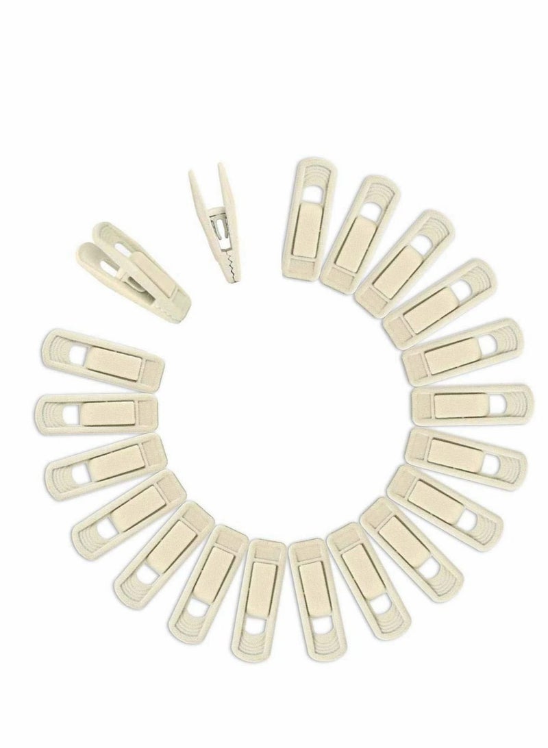 SYOSI 20 Pcs Velvet Hangers Clips Beige Pants Velvet Clips Ivory Pants Hangers Velvet Clips Strong Finger Flocked Clips Perfect for Use with Slim-line Clothes Velvet Hangers  - Image 1