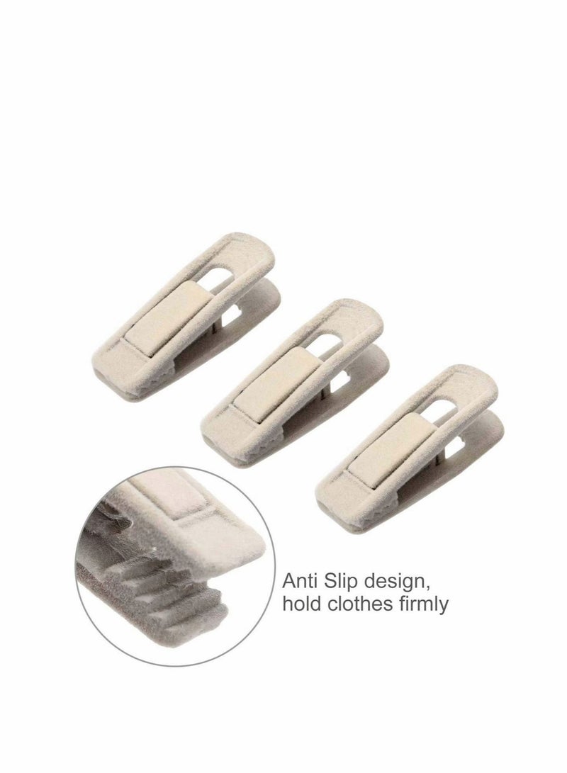 SYOSI 20 Pcs Velvet Hangers Clips Beige Pants Velvet Clips Ivory Pants Hangers Velvet Clips Strong Finger Flocked Clips Perfect for Use with Slim-line Clothes Velvet Hangers  - Image 4