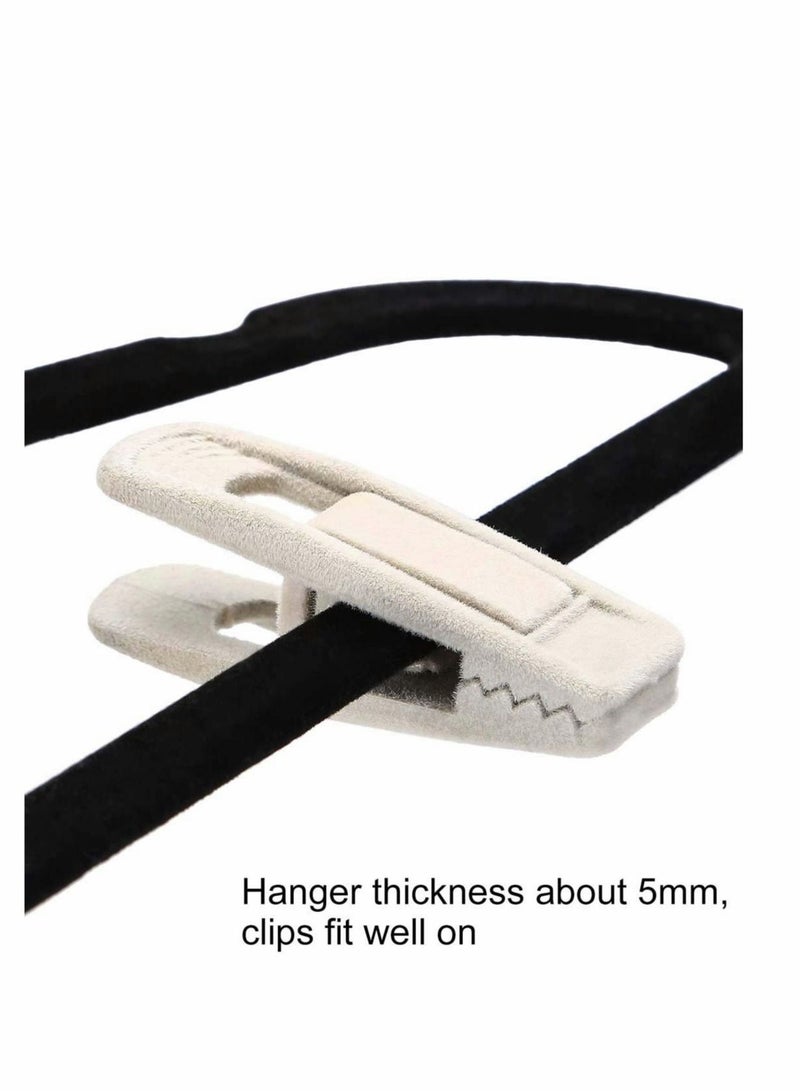 SYOSI 20 Pcs Velvet Hangers Clips Beige Pants Velvet Clips Ivory Pants Hangers Velvet Clips Strong Finger Flocked Clips Perfect for Use with Slim-line Clothes Velvet Hangers  - Image 2