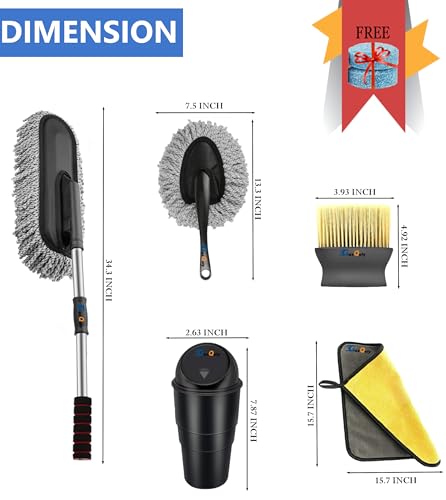 GaxQuly 5 Pcs Microfiber Car Duster Accessories Kit with Scratch & Lint Free Duster || Interior & Exterior Car Cleaning Detailing Best Tools Best for Cars, SUVs, Sedan, Car Cleaning Kit (5) - Image 2