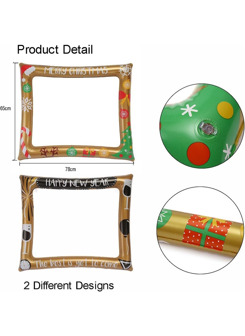 HANSAMU Christmas Inflatable Frame Selfie Family Reunions Photo Booth Props Supplies for Christmas Party Family Activities and Entertaining New Year Props32 Pcs Props1 Frame  - Image 2