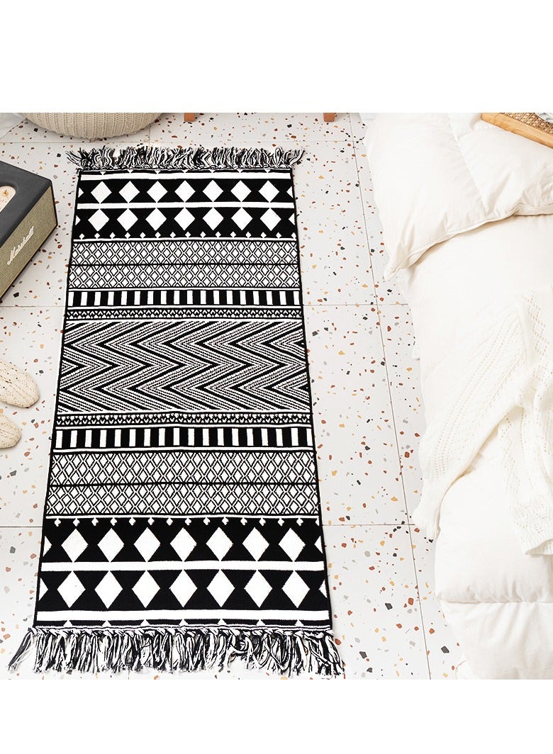 MIXDE Tassel Woven Rug Carpet,Boho Geometric Pattern Rug,For Home Hallway Living Room Bedroom Laundry,60x130CM - Image 1