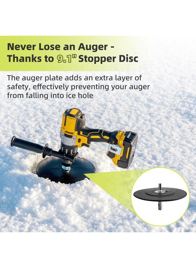 XCWT Ice Fishing Auger Drill Adapter - with 9.1" Auger Stopper Disc, Fit for 1/2 inch Drill Chuck, Ice Auger Drill Bit Attachment Plate to Prevent Auger from Falling into Ice Cave for Outdoor Ice Fishing - Image 3