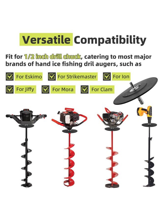 XCWT Ice Fishing Auger Drill Adapter - with 9.1" Auger Stopper Disc, Fit for 1/2 inch Drill Chuck, Ice Auger Drill Bit Attachment Plate to Prevent Auger from Falling into Ice Cave for Outdoor Ice Fishing - Image 2