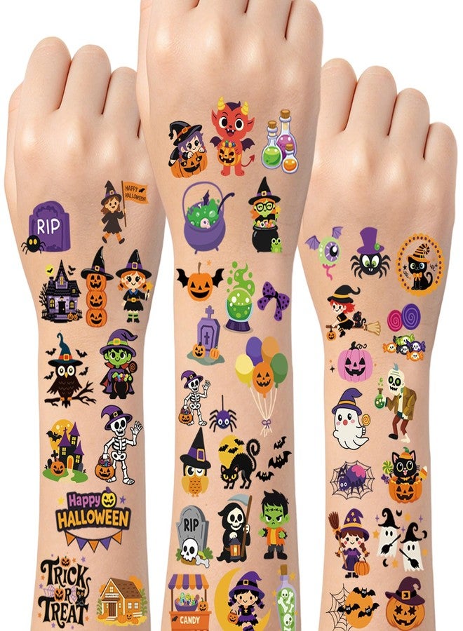 SOOVSY 300pcs Sheets Halloween Temporary Tattoos for Kids, Cute Waterproof Fake Tattoos for Boys Girls, Pumpkin Witch Skeleton Ghost Spider Bat Halloween Party Favors Supplies, Trick or Treat Decorations - Image 1