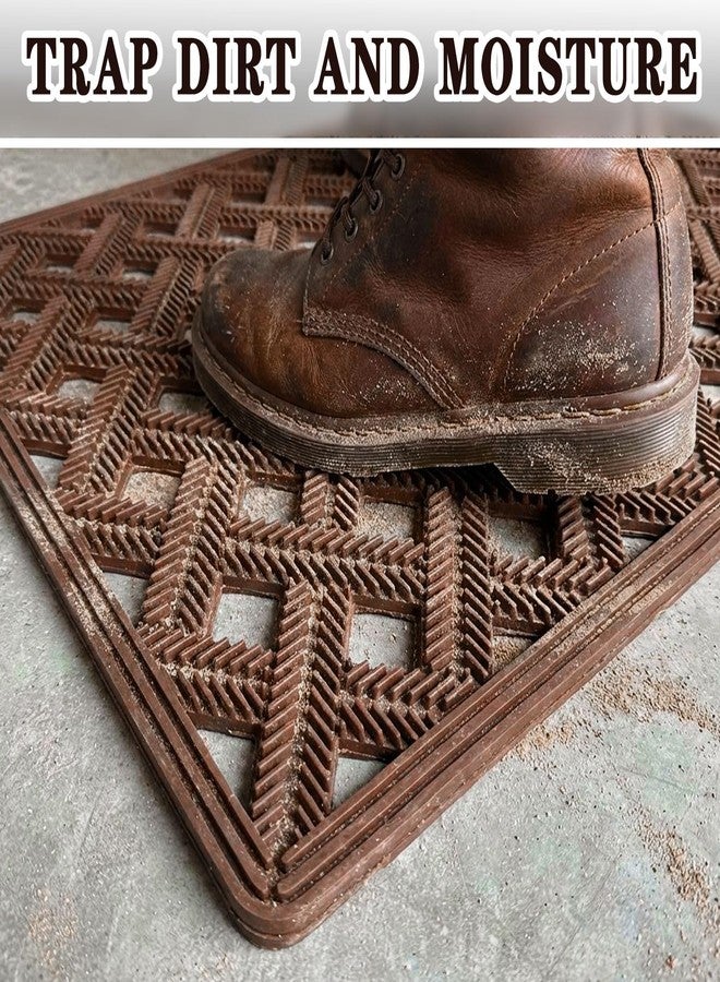 Bulijojo Front Door Mat with Drainage,24x36 Rubber Heavy Duty Dirt Trapper Waterproof Welcome Mat, All Weather for Front Back Door Patio Entryway Brown - Image 2
