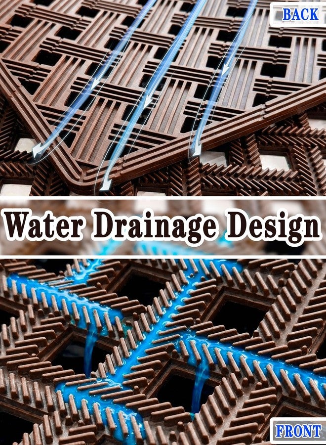 Bulijojo Front Door Mat with Drainage,24x36 Rubber Heavy Duty Dirt Trapper Waterproof Welcome Mat, All Weather for Front Back Door Patio Entryway Brown - Image 4