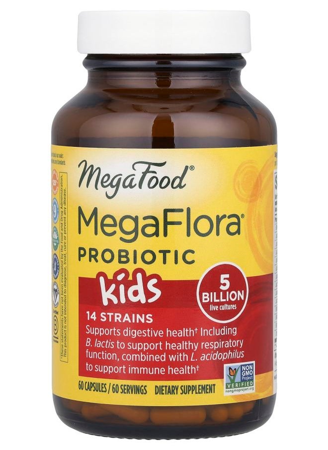 MegaFood Kids MegaFlora® Probiotic 5 Billion CFU 60 Capsules 