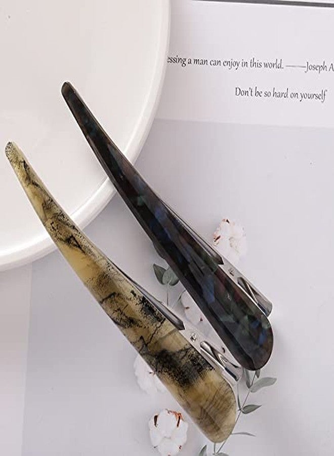 Guqqeuc Large Duckbill Hair Clips for Women Girls 2pcs French Alligator Hair Barrettes Hair Grips for Long Thick Hair Black+Brown) - Image 2