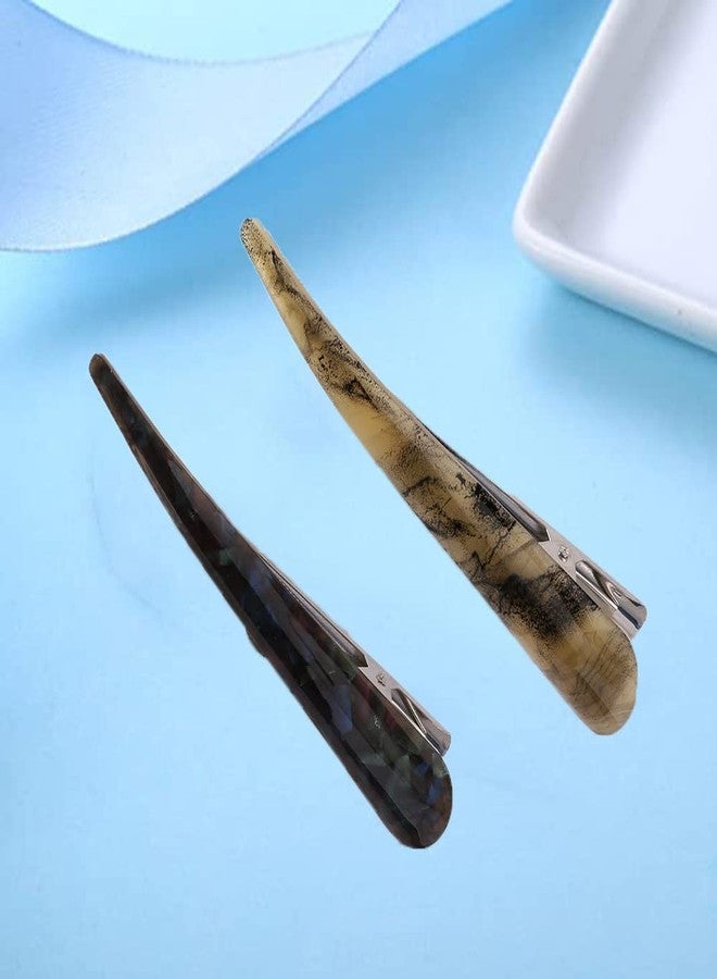 Guqqeuc Large Duckbill Hair Clips for Women Girls 2pcs French Alligator Hair Barrettes Hair Grips for Long Thick Hair Black+Brown) - Image 5