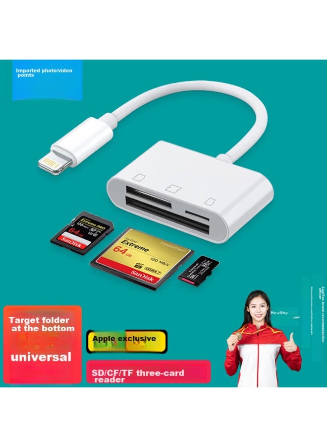 Linkstone Liantuo, Apple Phone Card Reader, Cf Card Storage Card Camera, Iphone External Tf/sd Memory Card, Lightning Card Reader, Otg Adapter, Three-in Transfer Converter - Image 1