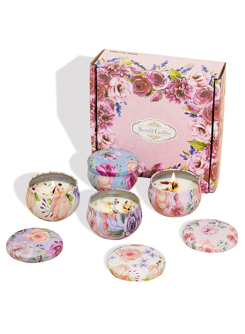 Scented Candles, 4 Pack Aromatherapy Candles with Essential Oil, Soy Candles for Home Scented, 48 Hours Lasting Burn, Ideal for Birthday Bridesmaid, Housewarming (Spring Flower) - Image 1