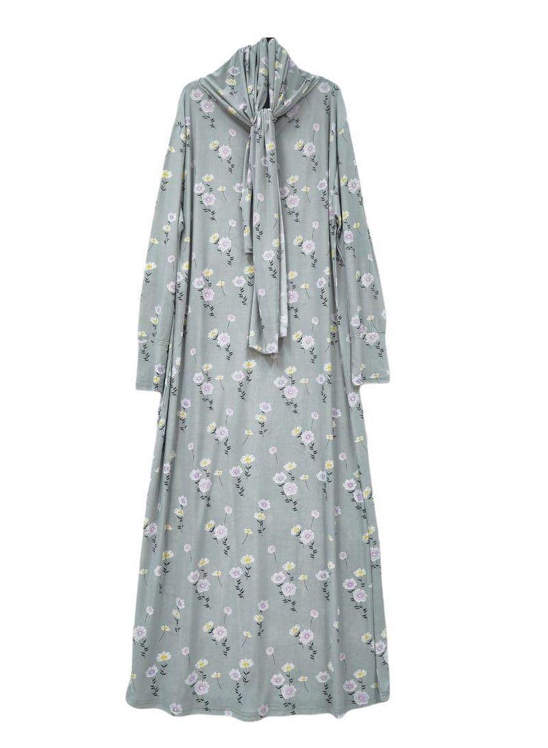 Dee's Fashion Women's printed Prayer Gown, Full Length Modest Islamic Robe, Long Sleeves, Comfortable and Elegant  - Image 1