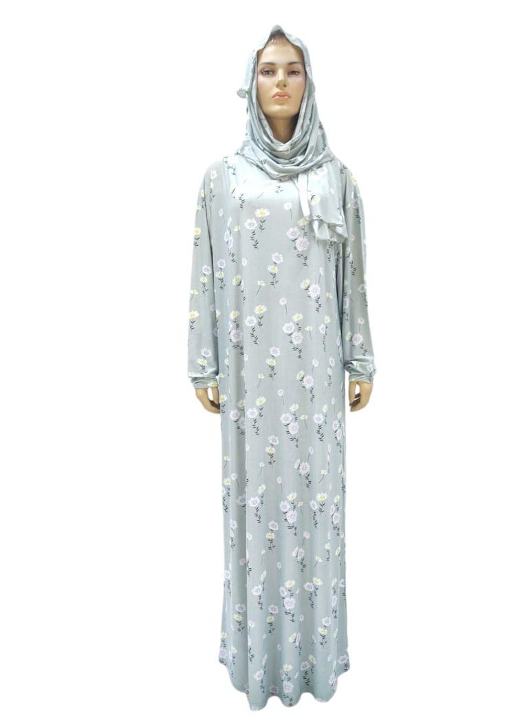 Dee's Fashion Women's printed Prayer Gown, Full Length Modest Islamic Robe, Long Sleeves, Comfortable and Elegant  - Image 2