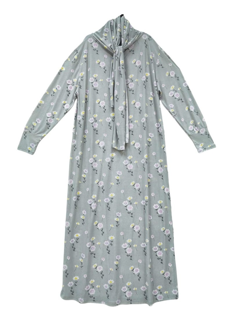 Dee's Fashion Women's printed Prayer Gown, Full Length Modest Islamic Robe, Long Sleeves, Comfortable and Elegant  - Image 3
