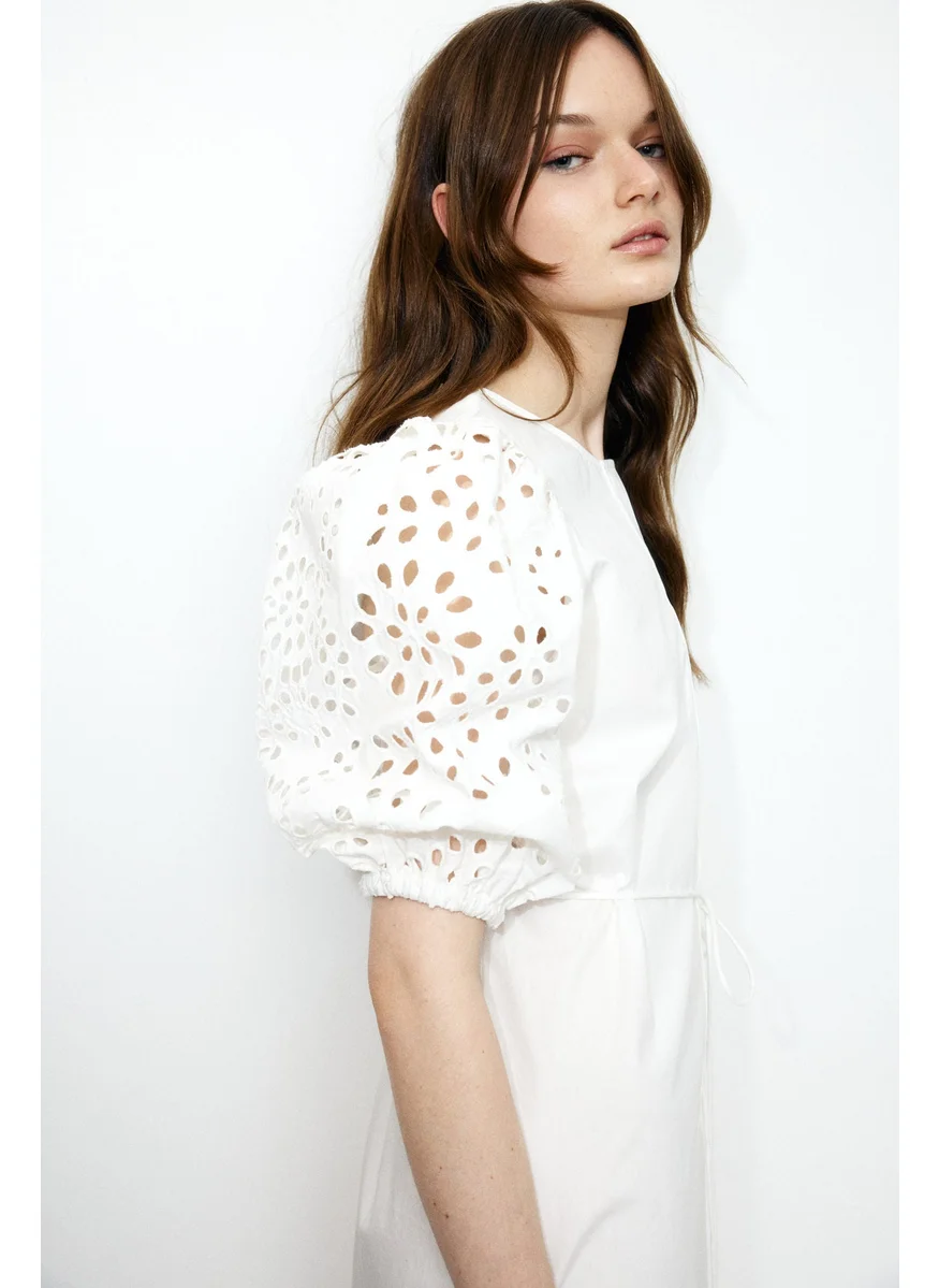 H&M Broderie Anglaise-Sleeved Dress