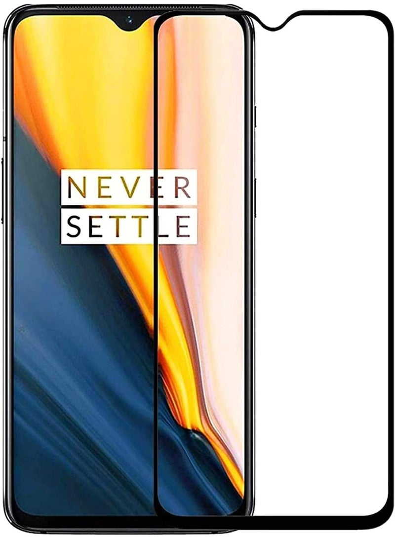 واقي شاشة زجاجي مقوى لهاتف OnePlus 6T/7، تغطية كاملة من الحافة إلى الحافة بإطار أسود - صلابة 9H، وضوح عالي الدقة، مقاوم للخدش، خالٍ من الفقاعات