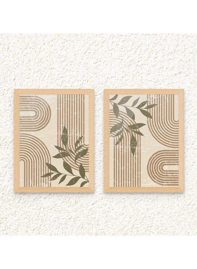 آرت دیکور  مجموعة من 2 لوحة فنية تجريدية بسيطة، مطبوعة بإطار فني، لديكور الحائط البوهيمي الحديث، لغرفة المعيشة، غرفة النوم، المكتب، الاستوديو، ديكور المنزل، الفندق - Image 1