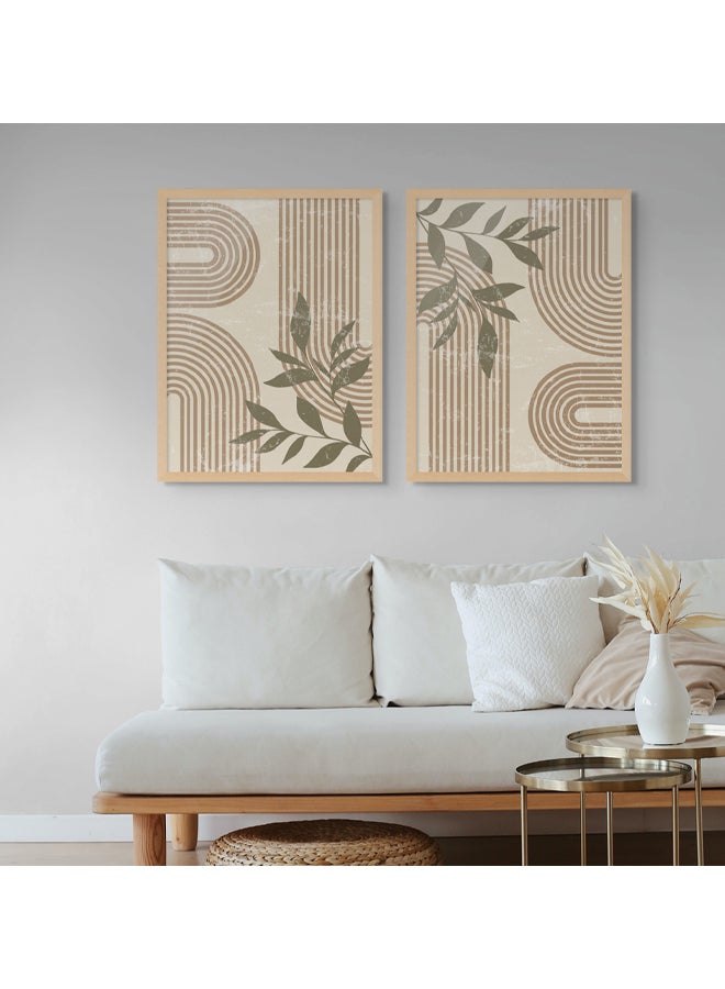 آرت دیکور  مجموعة من 2 لوحة فنية تجريدية بسيطة، مطبوعة بإطار فني، لديكور الحائط البوهيمي الحديث، لغرفة المعيشة، غرفة النوم، المكتب، الاستوديو، ديكور المنزل، الفندق - Image 3