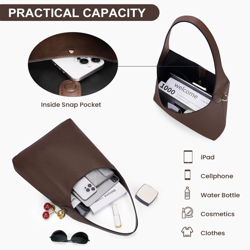HICARRY Faux Suede Hobo Bags Vegan Leather Shoulder Bag Tote for Women with Cherry Charm Slouchy Designer Handbag Purse Fall Fashion - Image 5