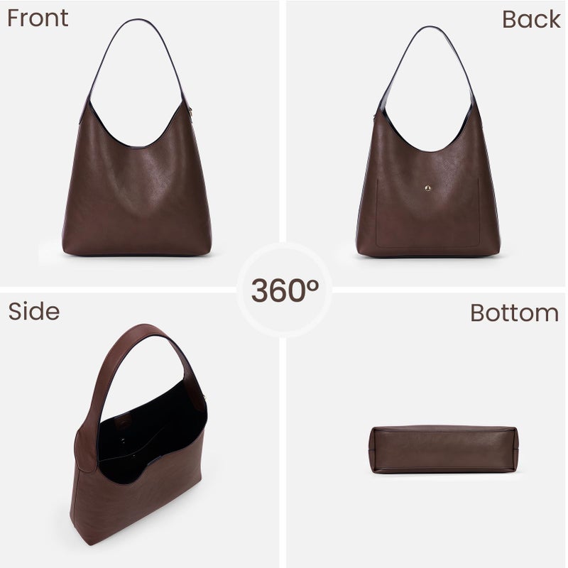 HICARRY Faux Suede Hobo Bags Vegan Leather Shoulder Bag Tote for Women with Cherry Charm Slouchy Designer Handbag Purse Fall Fashion - Image 3