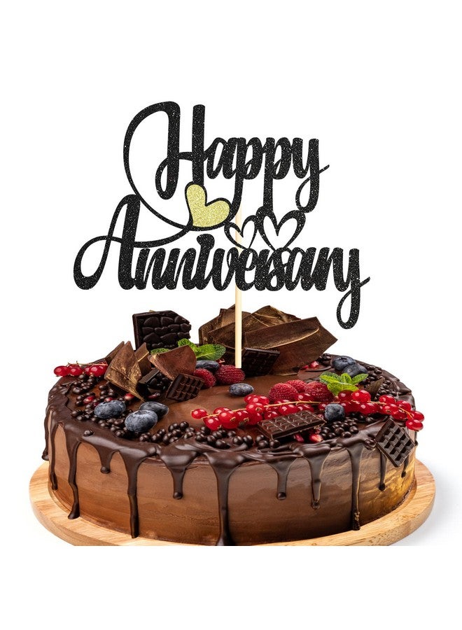 Sotpot 1 Pack Happy Anniversary Cake Topper Gold Glitter Cake Decorations for Company Anniversary Birthday Party Wedding Anniversary Supplies - Image 5