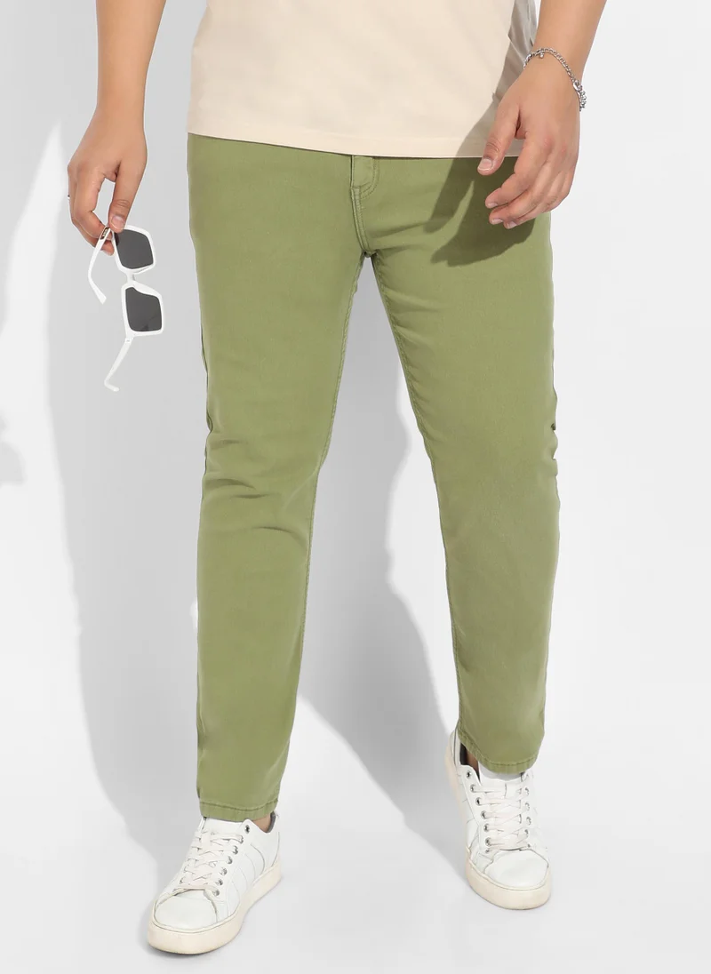 Instafab Plus Instafab Plus Men's Green Solid Denim Jeans