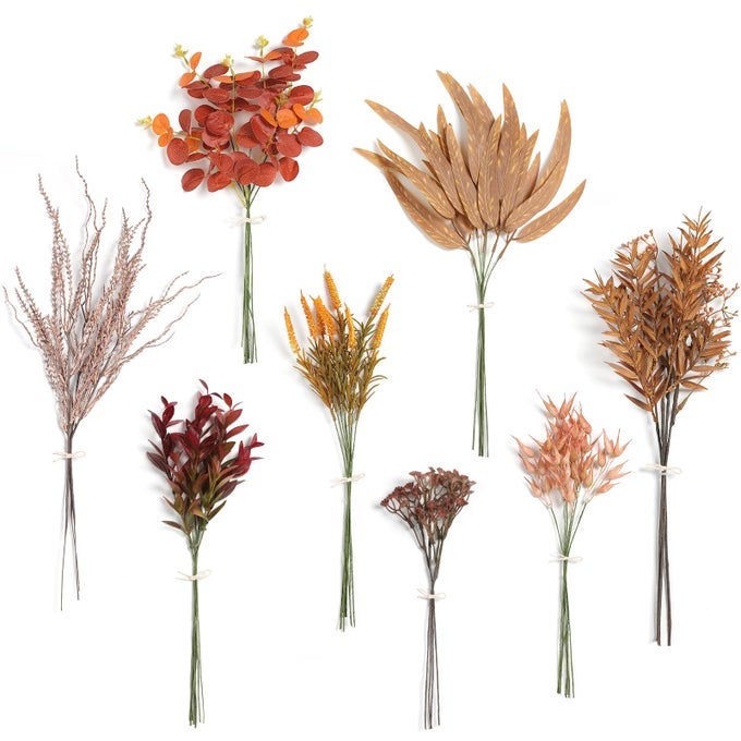 ARTIFICIAL GREENERY STEMS FILLER COMBO BOX SET48PCS WITH 8 KINDS OF FAUX FOLIAGE PICKS FOR DIY BRIDAL BOUQUETS WEDDING FLOWERS ARRANGEMENT PARTY TABLE CENTERPIECES