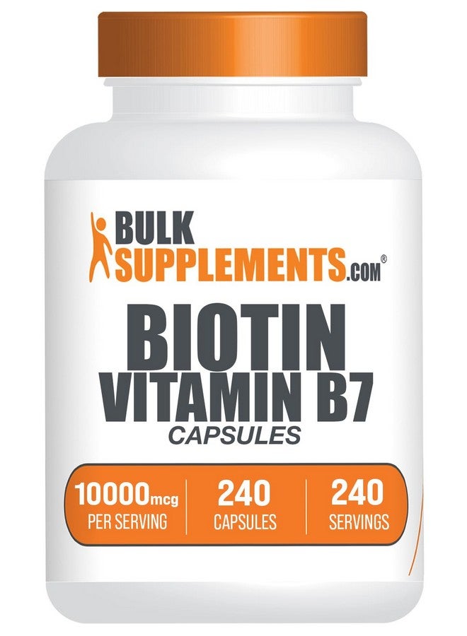 BulkSupplements.com Biotin 10000mcg Capsules - Biotin Supplement, Biotin Vitamins for Hair, Skin and Nails, Vitamin B7 - Gluten Free, 1 Capsule per Serving, 240 Capsules (Pack of 1) - Image 1