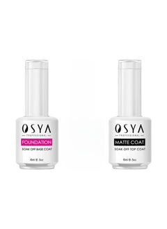 OSYA Gel Nail Polish Base and top coat Soak off UV LED Drying Long 15ml Set  - Image 2