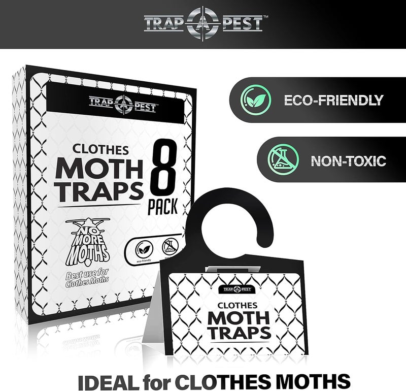TRAP A PEST مصائد عثة الملابس - 8 عبوات - مصائد غير سامة لعث الملابس مع مادة جذب الفيرومون - مصيدة لاصقة عديمة الرائحة للخزائن والسجاد - Image 3