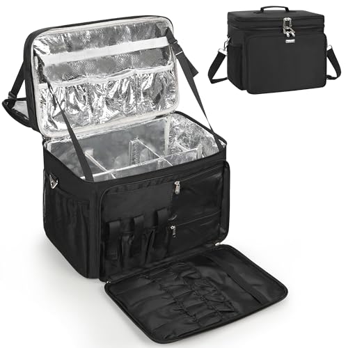 WGEAR Hairstylist Travel Bag Large Capacity Hairdressing Bag with Detachable Dividers Professional Cosmetology Bag for Hairstylists with DualLayer Design Hair Tools Organizer for Travel Black - Image 1