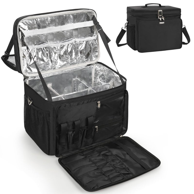 WGEAR Hairstylist Travel Bag Large Capacity Hairdressing Bag with Detachable Dividers Professional Cosmetology Bag for Hairstylists with DualLayer Design Hair Tools Organizer for Travel Black - Image 2