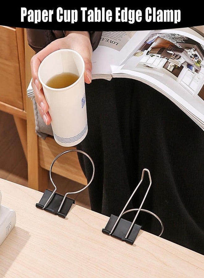 OULIGET Desk Cup Holder Binder Clips Hooks,Disposable Paper Cup Table Edge Clamp,Headphone Bag Keys Hats Pencil Hanger for Home Office and School,2 Pack - Image 3
